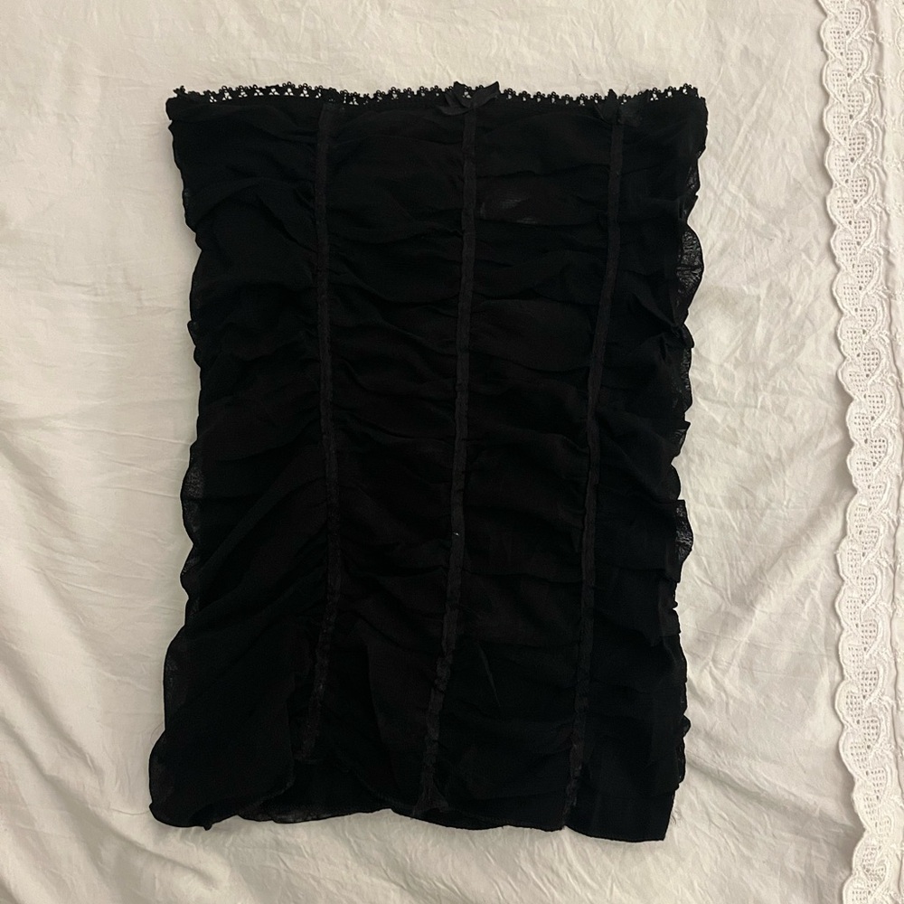 Ruched Tube Top with Bow